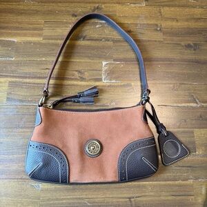 Vintage Dooney & Bourke Brown Suede Leather Shoulder Bag Satchel